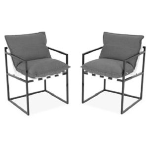 Set 2 scaune pentru tesara/gradina Reef, 56x56x70 cm, aluminiu, negru/gri imagine