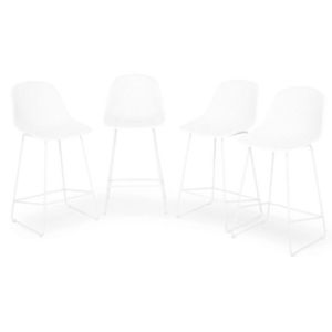 Set 4 scaune bar pentru tesara/gradina Gardenia, 44.5x47.5x95 cm, metal, alb imagine