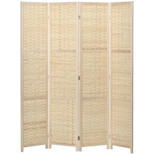 HOMCOM Separator de interior din lemn si bambus, perete de separare pliabil pentru casa si birou | AOSOM RO imagine
