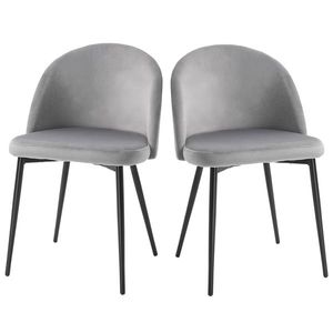 HOMCOM Set de 2 scaune pentru sufragerie, scaune pentru bucatarie tapitate cu catifea, scaune pentru birou si sufragerie, 49x50x77cm, gri imagine