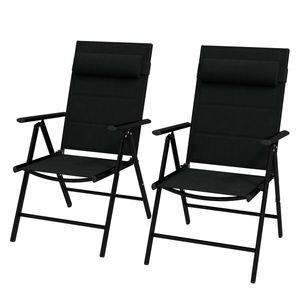 Outsunny Set de 2 scaune pliabile rabatabile pentru terasa cu spatar ajustabil, Scaune pentru servit masa din aluminiu imagine