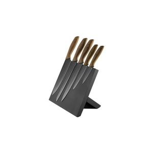 Set de cuțite din oțel inoxidabil 5 buc. cu suport magnetic lemn/negru imagine