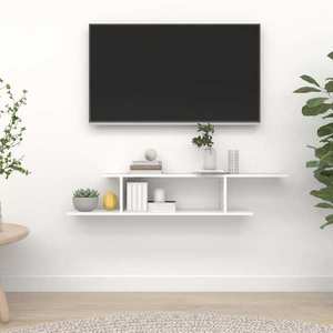 vidaXL Raft TV cu montaj pe perete, alb, 125x18x23 cm, lemn prelucrat imagine