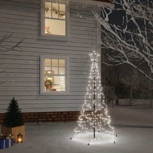 vidaXL Brad de Crăciun cu țăruș, 200 LED-uri, alb rece, 180 cm imagine