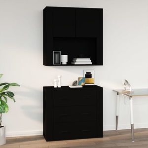 vidaXL Dulap de perete, negru, 80x33x80 cm, lemn prelucrat imagine