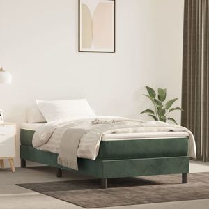 vidaXL Saltea de pat cu arcuri, verde închis, 90x190x20 cm, catifea imagine