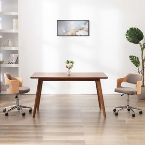 vidaXL Scaun de birou pivotant, gri taupe, lemn curbat și textil imagine