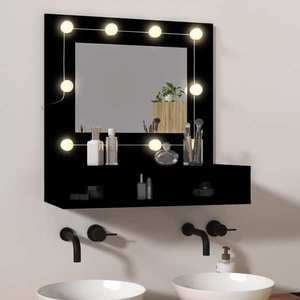 vidaXL Dulap cu oglindă și LED, negru, 60x31, 5x62 cm imagine