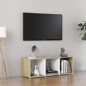 vidaXL Comodă TV, alb și stejar sonoma, 107x35x37 cm, lemn prelucrat imagine