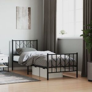 vidaXL Cadru pat metalic cu tăblii de cap/picioare, negru, 80x200 cm imagine