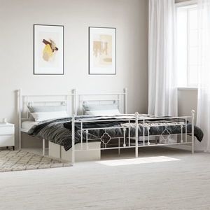 vidaXL Cadru de pat metalic cu tăblie de cap/picioare, alb, 193x203 cm imagine