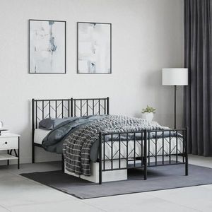 vidaXL Cadru pat metalic cu tăblie de cap/picioare, negru, 120x200 cm imagine