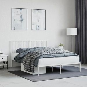 vidaXL Cadru de pat metalic cu tăblie, alb, 140x200 cm imagine