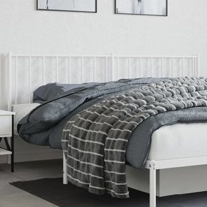 vidaXL Tăblie de pat metalică, alb, 193 cm imagine
