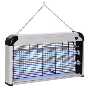 Outsunny Lampă UV Anti-Insecte 30W, Eficientă pentru 60m², Ideală pentru Exterior și Interior, Argintie | Aosom Romania imagine