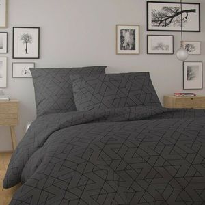 Lenjerie de pat din bumbac negru-gri, 140 x 200 cm, 70 x 90 cm imagine