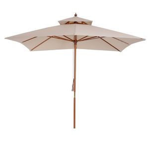 Outsunnt Umbrela de Soare de Gradina Acoperis Dublu , Bambu si Poliester, Crema, 3x3m | Aosom Ro imagine