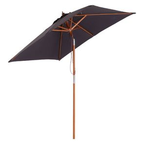 Umbrela de Gradina Outsunny Rabatabila, Lemn de Brad, Gri Inchis 2x1.5m | Aosom RO imagine