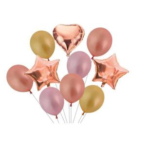 Set 10 baloane Aniversare, Roz si Auriu imagine