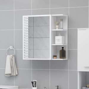 vidaXL Dulap de baie cu oglindă, alb, 62, 5x20, 5x64 cm, lemn prelucrat imagine