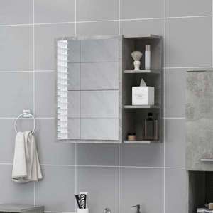 vidaXL Dulap de baie cu oglindă, gri beton, 62, 5 x 20, 5 x 64 cm imagine