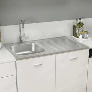 vidaXL Chiuvetă bucătărie cu scurgător, argintiu, 1000x600x155 mm oțel imagine
