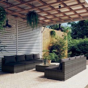 vidaXL Set mobilier de grădină cu perne, 9 piese, gri, poliratan imagine