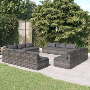 vidaXL Set mobilier de grădină cu perne, 12 piese, gri, poliratan imagine