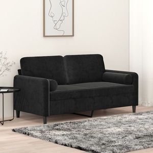 vidaXL Canapea cu 2 locuri cu pernuțe, negru, 140 cm, catifea imagine