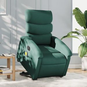 vidaXL Fotoliu electric masaj rabatabil / ridicare verde închis textil imagine