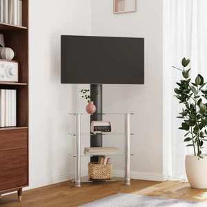 vidaXL Suport TV de colț 4 niveluri pentru 32-70 inchi, negru/argintiu imagine