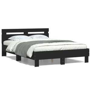 vidaXL Cadru de pat cu tăblie, negru, 120x200 cm, lemn prelucrat imagine
