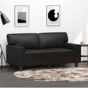 vidaXL Canapea cu 2 locuri, negru, 120 cm, piele ecologică imagine