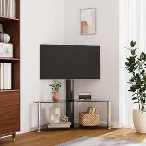 vidaXL Suport TV de colț 2 niveluri pentru 32-70 inchi, negru/argintiu imagine