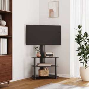vidaXL Suport TV de colț cu 3 niveluri pentru 32-70 inchi, negru imagine