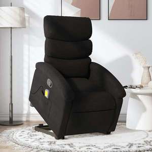 vidaXL Fotoliu rabatabil de masaj, cu ridicare, negru, material textil imagine