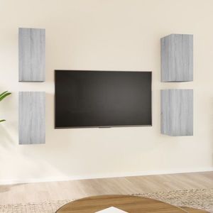 vidaXL Comode TV, 4 buc., gri sonoma, 30, 5x30x60 cm, lemn prelucrat imagine