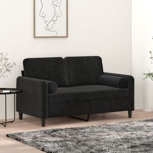 vidaXL Canapea cu 2 locuri cu pernuțe, negru, 120 cm, catifea imagine