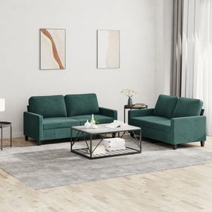 vidaXL Set de canapele cu perne, 2 piese, verde închis, catifea imagine