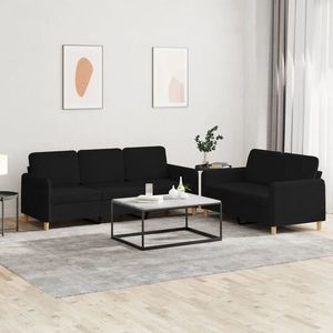 vidaXL Set de canapele cu perne, 2 piese, negru, textil imagine