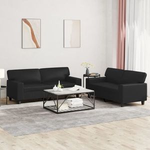 vidaXL Set de canapele, 2 piese, negru, piele ecologică imagine