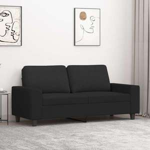 vidaXL Canapea cu 2 locuri, negru, 140 cm, material textil imagine