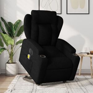 vidaXL Fotoliu electric de masaj rabatabil cu ridicare, negru, textil imagine