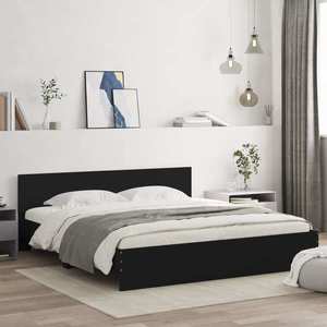 vidaXL Cadru de pat cu tăblie, negru, 160x200 cm imagine