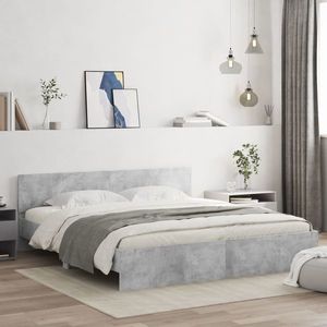 vidaXL Cadru de pat cu tăblie, gri beton, 160x200 cm imagine