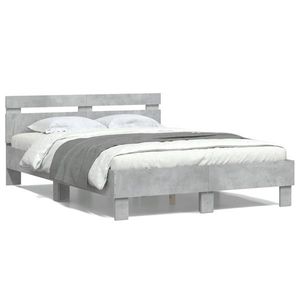 vidaXL Cadru de pat cu tăblie gri beton 120x200 cm lemn prelucrat imagine