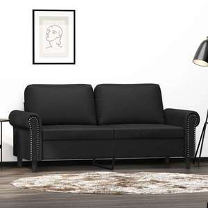 vidaXL Canapea cu 2 locuri, negru, 140 cm, piele ecologică imagine