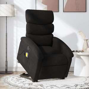 vidaXL Fotoliu electric de masaj rabatabil cu ridicare, negru, textil imagine