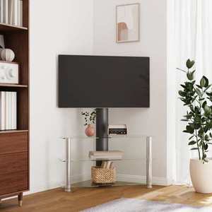 vidaXL Suport TV de colț 3 niveluri pentru 32-70 inchi, negru/argintiu imagine