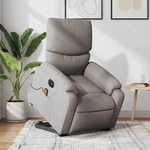vidaXL Fotoliu electric masaj rabatabil cu ridicare, gri taupe, textil imagine